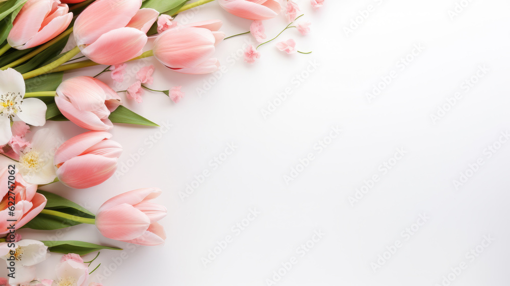 flowers background with tulips and copyspace flowers background with tulips and copyspace