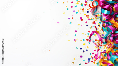 celebration background with party streamers and confetti
