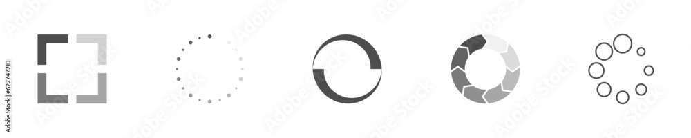 © A Oleksii - Download sign set. Load icons set. Load system. Data load. Loading bar. Froze computer. Vector stock illustration. Vector illustration. Vector illustration