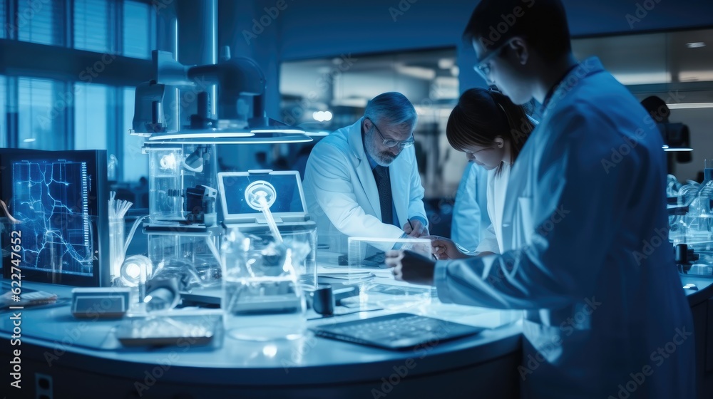 Diverse Team of Industrial Scientists are working in Technology Research Laboratory. Diverse Team of Industrial Scientists are working in Technology Research Laboratory.