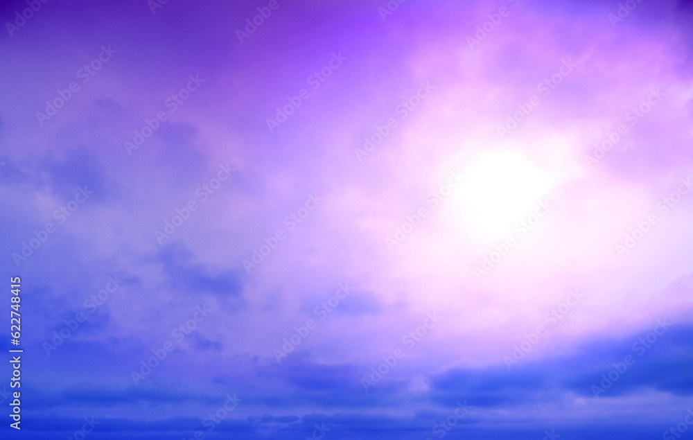 Blue-purple cloudy sky at sunset. Gradient color. Sky texture. Abstract nature background