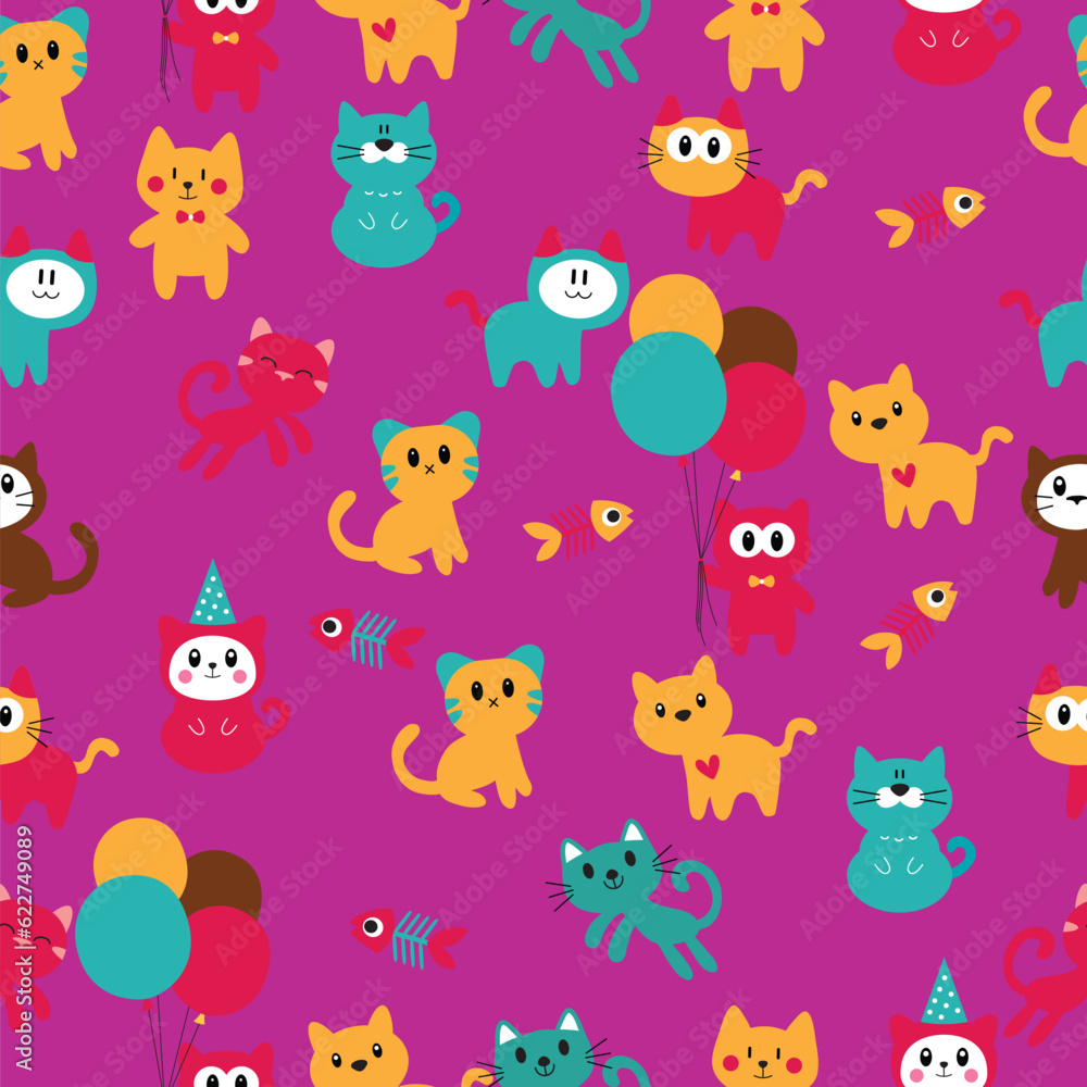 Naklejka premium seamless pattern with cats