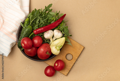 Fresh vegetables on a board