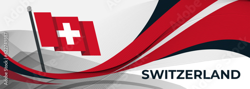 Switzerland Flag for National day design for Swiss people. Modern red white abstract banner cover template. Corporate Business Swiss flag. Vector illustration.