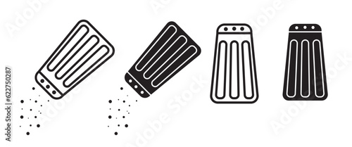 salt icon set. salt shaker line vector symbol in fill and outlined style. suitable for mobile app, and website UI design.