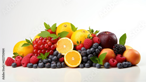 Wholesome Fruits Galore  Studio Photo of Various Fruits on an Isolated White Background. High-Resolution Product with Copy Space and Perfect Lighting