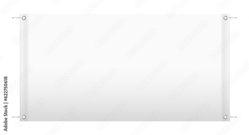 Empty banner template. White mock up textile banner. 3D realistic vector illustration isolated on white. Empty banner template. White mock up textile banner. 3D realistic vector illustration isolated on white.