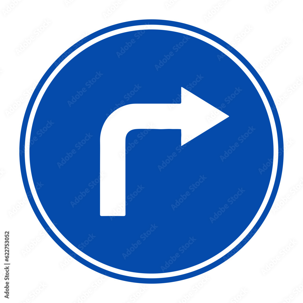 mandatory direction sign from forward to right mandatory direction sign from forward to right