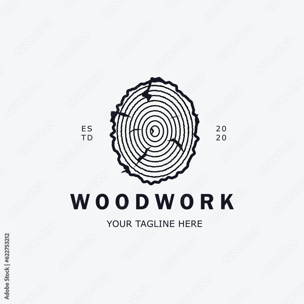 logo carpentry woodwork line art logo vector concept illustration template design. logo carpentry woodwork line art logo vector concept illustration template design.