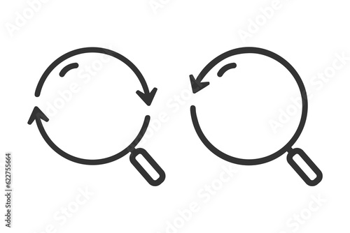 Magnifier sync icon. Vector illustration