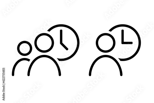 People time. Person overtime, attendance icon. Illustration vector