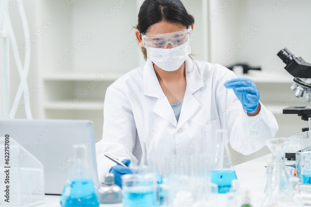 medicine research in chemical laboratory, chemist scientist working with liquid experiment test analysis by using scientific tube beaker glassware, chemistry science pharmaceutical medical lab concept medicine research in chemical laboratory, chemist scientist working with liquid experiment test analysis by using scientific tube beaker glassware, chemistry science pharmaceutical medical lab concept