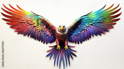 Eagle colorful rainbow white background