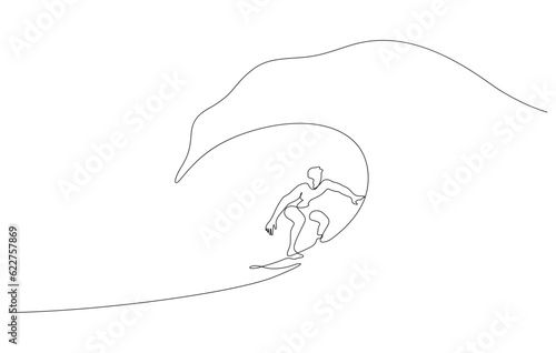 surfer wave surfing balancing smooth line art one line style