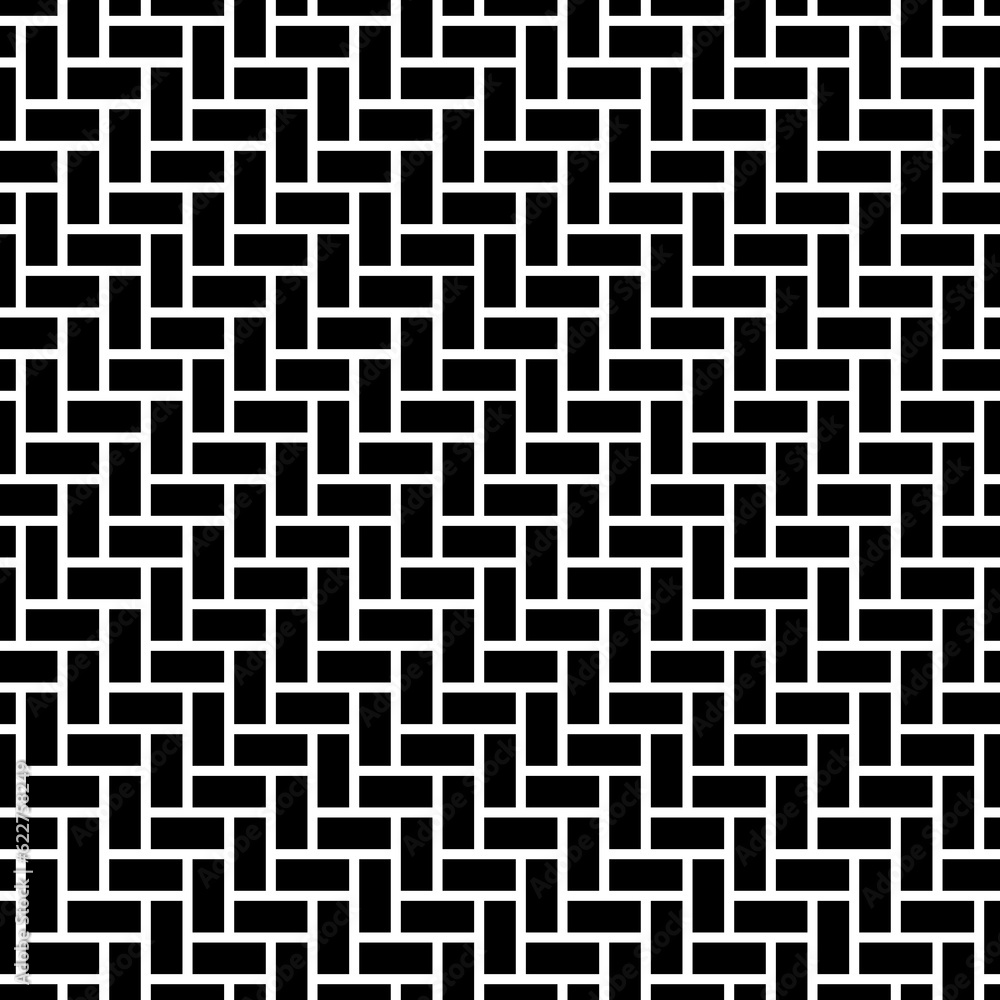 Rectangular blocks wallpaper. Repeated black geometrical figures on white background. Seamless surface pattern design with polygons. Mosaic motif. Digital paper for page fills, web designing. Vector Rectangular blocks wallpaper. Repeated black geometrical figures on white background. Seamless surface pattern design with polygons. Mosaic motif. Digital paper for page fills, web designing. Vector