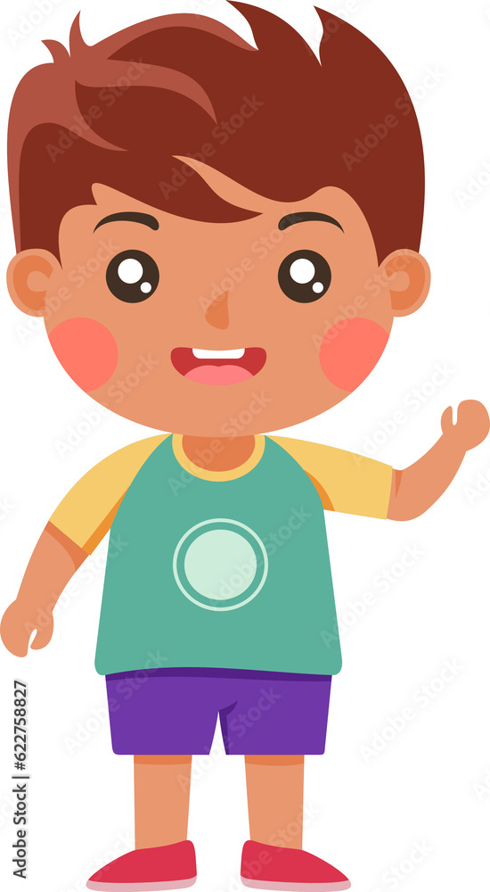 Cute funny boy cartoon standing and smiling