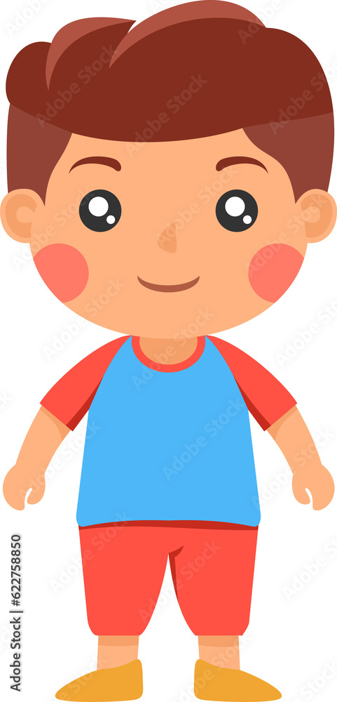 Cute funny boy cartoon standing and smiling Cute funny boy cartoon standing and smiling