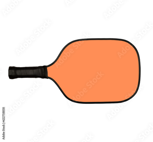 Pickleball paddle. Mock up orange pickleball racket.