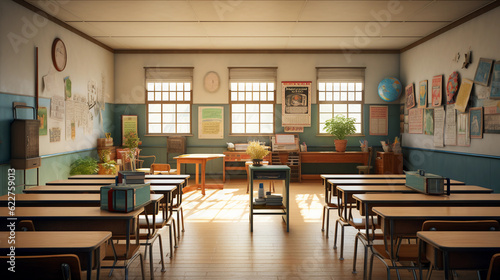 3d illustration School Classroom