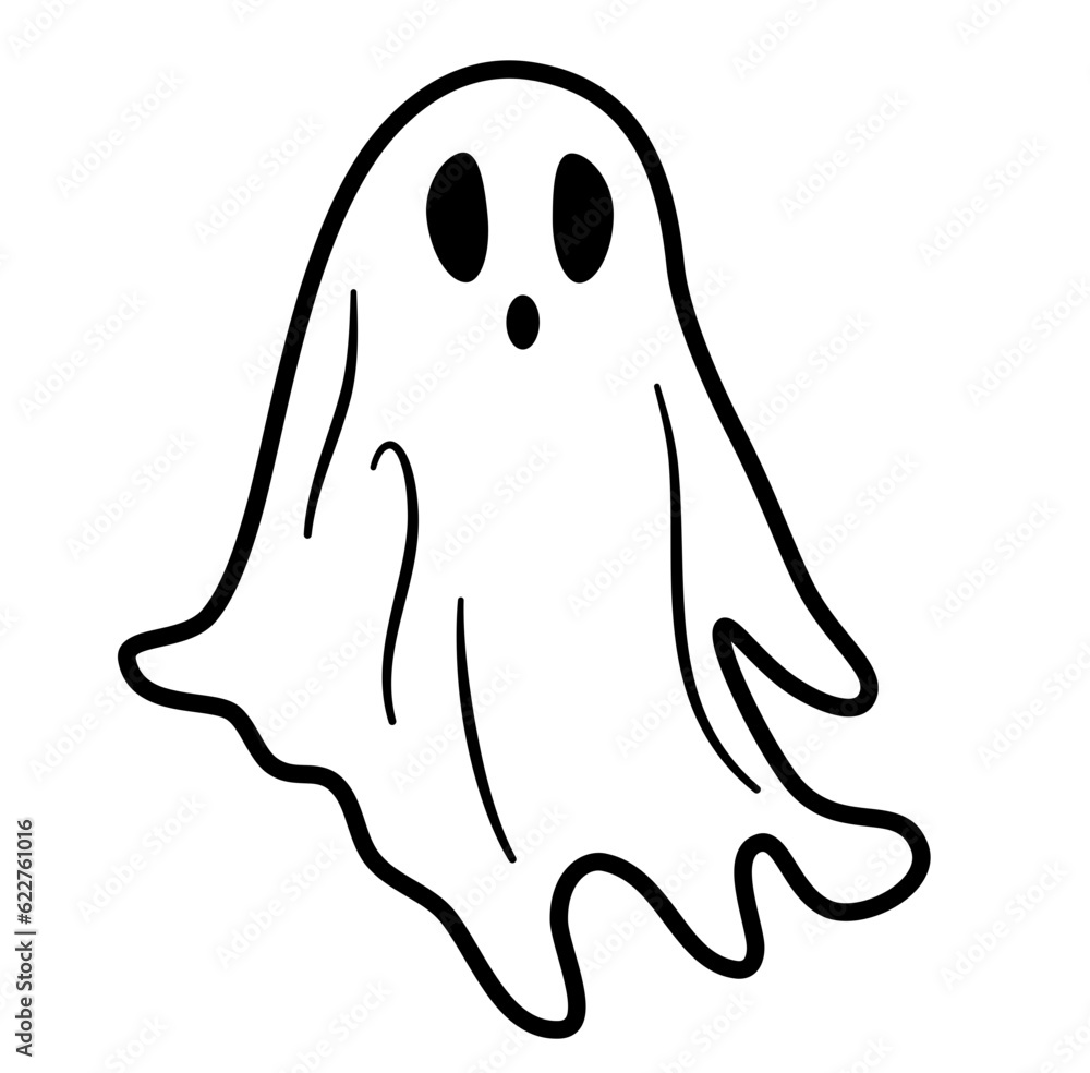 Cute ghost halloween cartoon outline icon Cute ghost halloween cartoon outline icon
