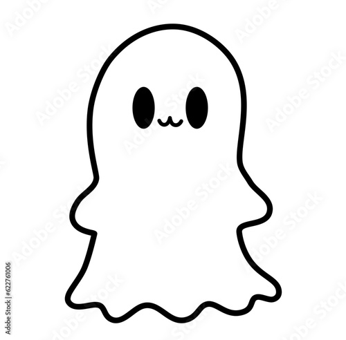Cute ghost halloween cartoon outline icon