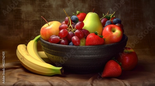 AI generated illustration of a delicious bowl of fresh fruit