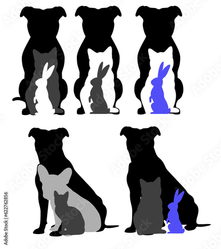 animal symbols dog, rabbit, cat