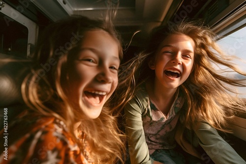 Young girls on a road trip - Ai generated © Etherea5/Wirestock Creators