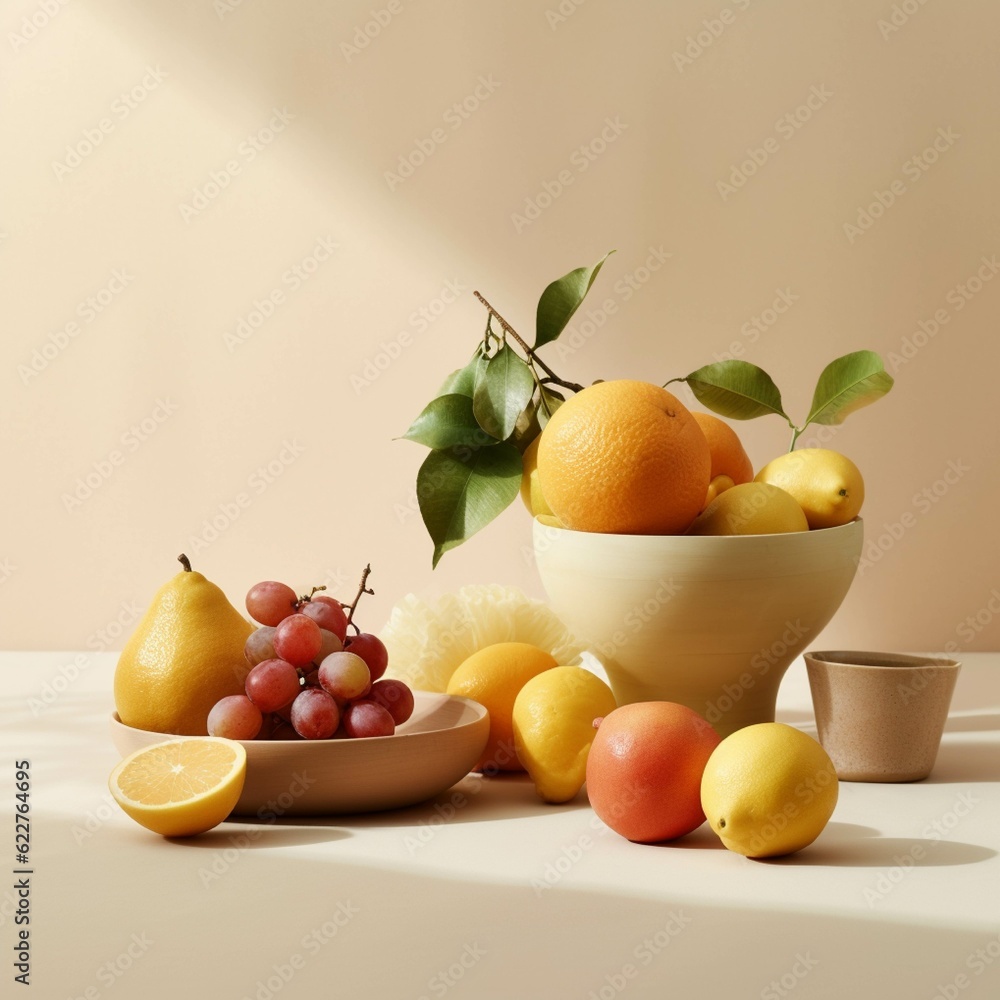 Still life of fresh fruits in a bowl on a light background. Still life of fresh fruits in a bowl on a light background.