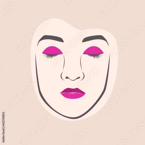 Lady elegant beautiful face outline banner design vector