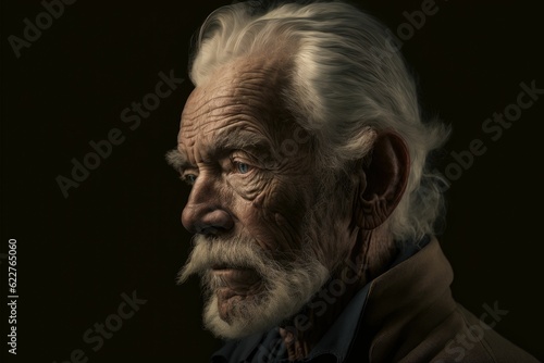 AI generated illustration of a close up portrait of an elderly gentleman with white hair and beard photo