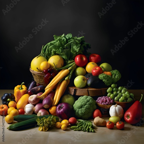 AI generated illustration of various fresh vegetables in a pile