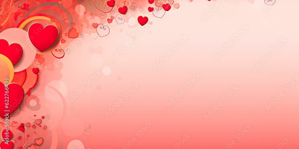 AI generated red background with hearts and copyspace