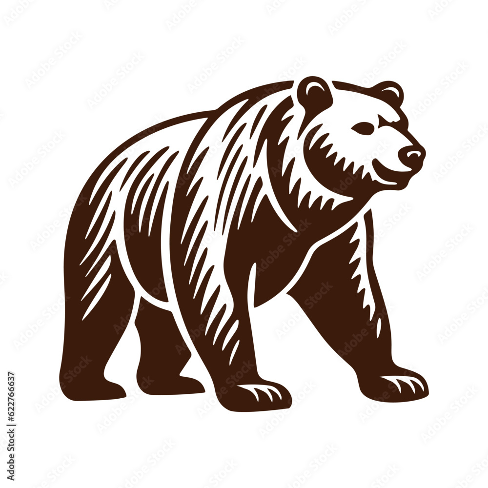 Resume illustration of a bear on a white background in vintage style Resume illustration of a bear on a white background in vintage style