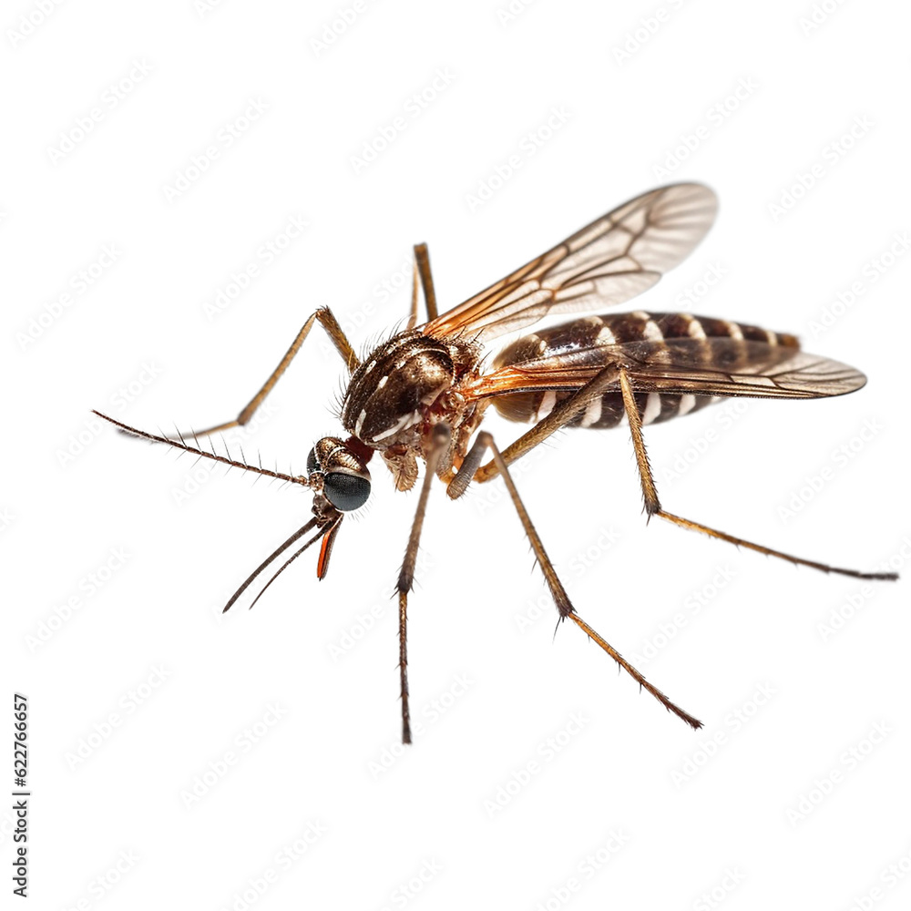Fototapeta premium close up side view of mosquito, isolated on transparent background