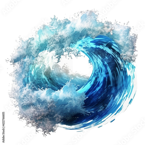 blue ocean wave  isolated on transparent background cutout  generative ai