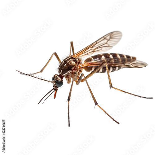 close up side view of mosquito  isolated on transparent background 