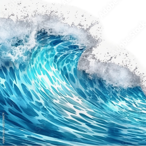 blue ocean wave, isolated on transparent background cutout, generative ai