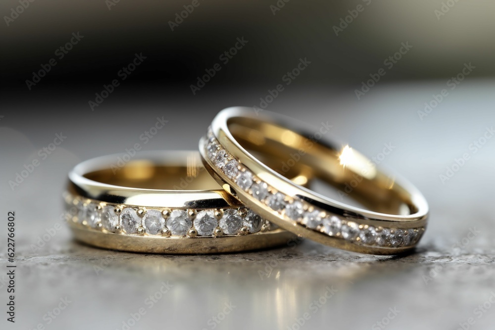 AI generated image of luxurious gold wedding rings AI generated image of luxurious gold wedding rings