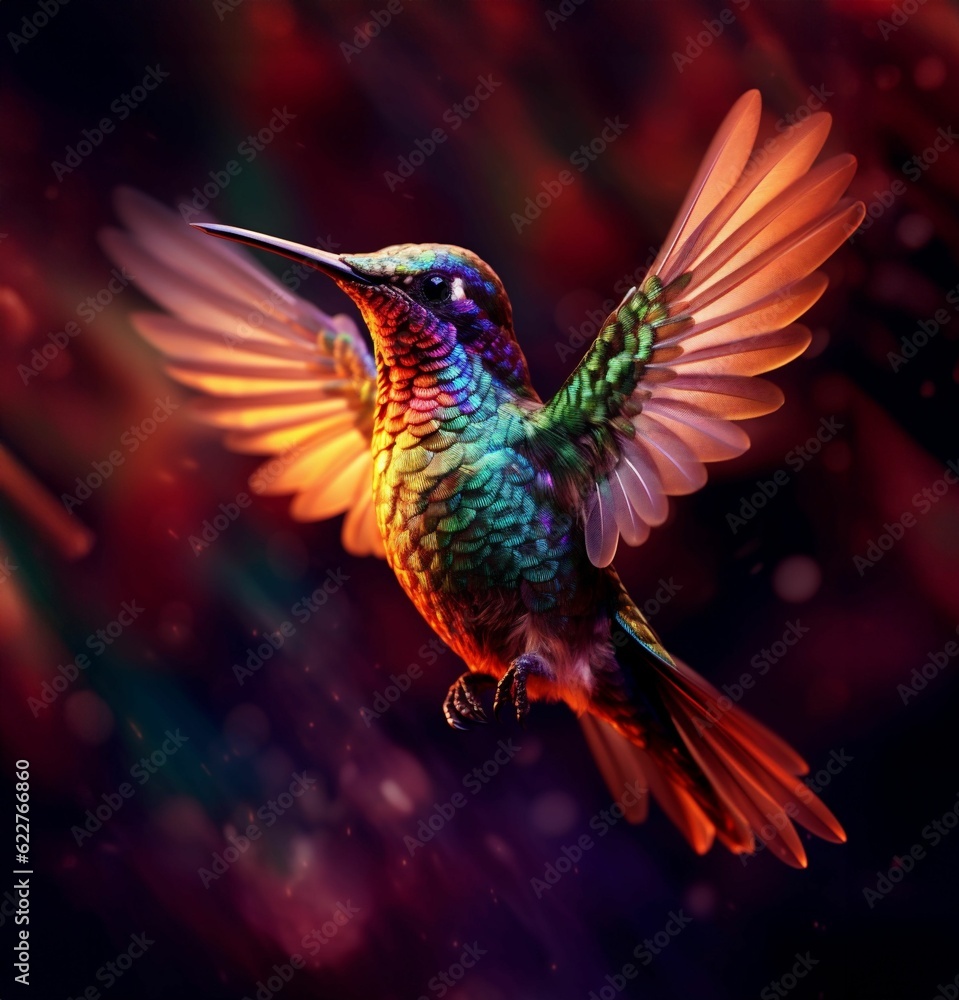 Obraz premium AI generated hummingbird with open wings