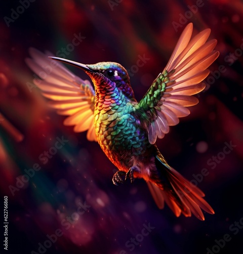 AI generated hummingbird with open wings © Mishai/Wirestock Creators