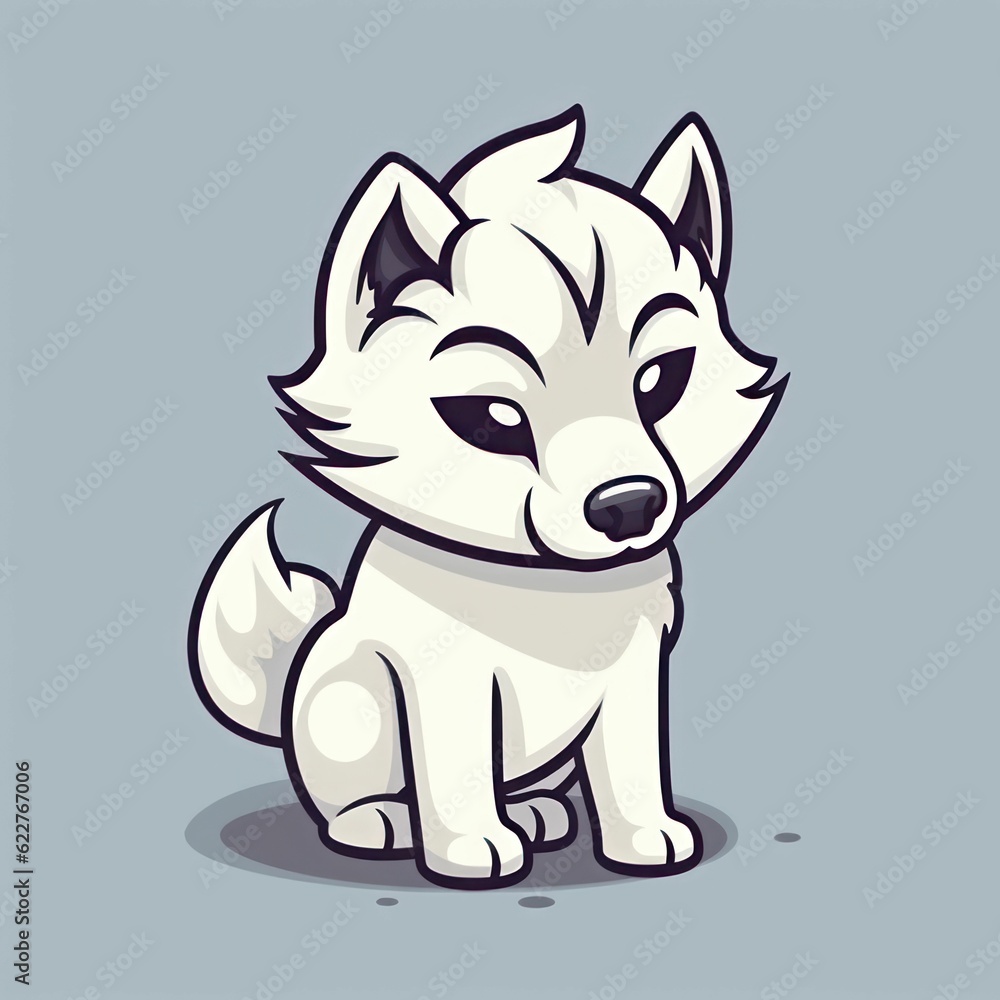 AI generated white puppy with gray background