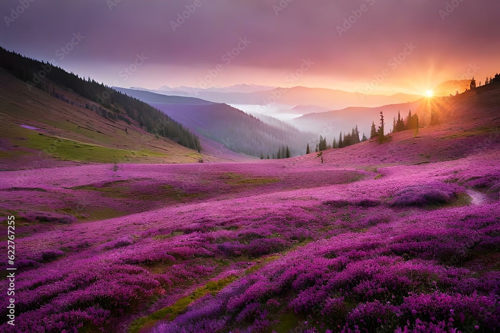 lavender field in the morning AI Generated