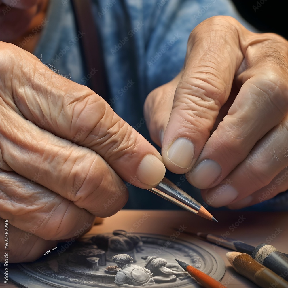 AI generated image of person hands holding pencil AI generated image of person hands holding pencil