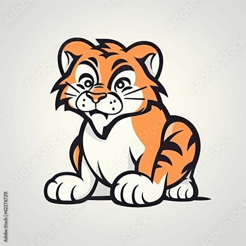 AI generated cartoon tiger on white background