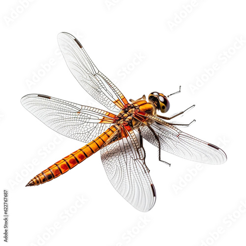 orange dragonfly side view, isolated on a transparent background © Creative Canvas