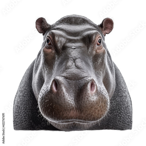Tela hippo face shot isolated on transparent background cutout