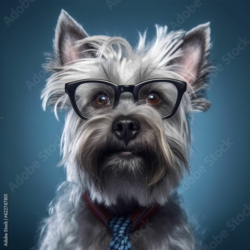 AI generated Yorkshire Terrier wearing glasses
