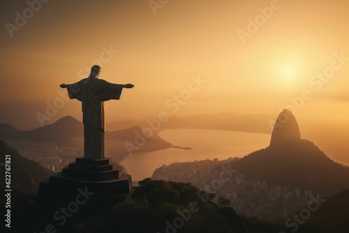 AI generated Jesus statue in Rio De Janeiro photo