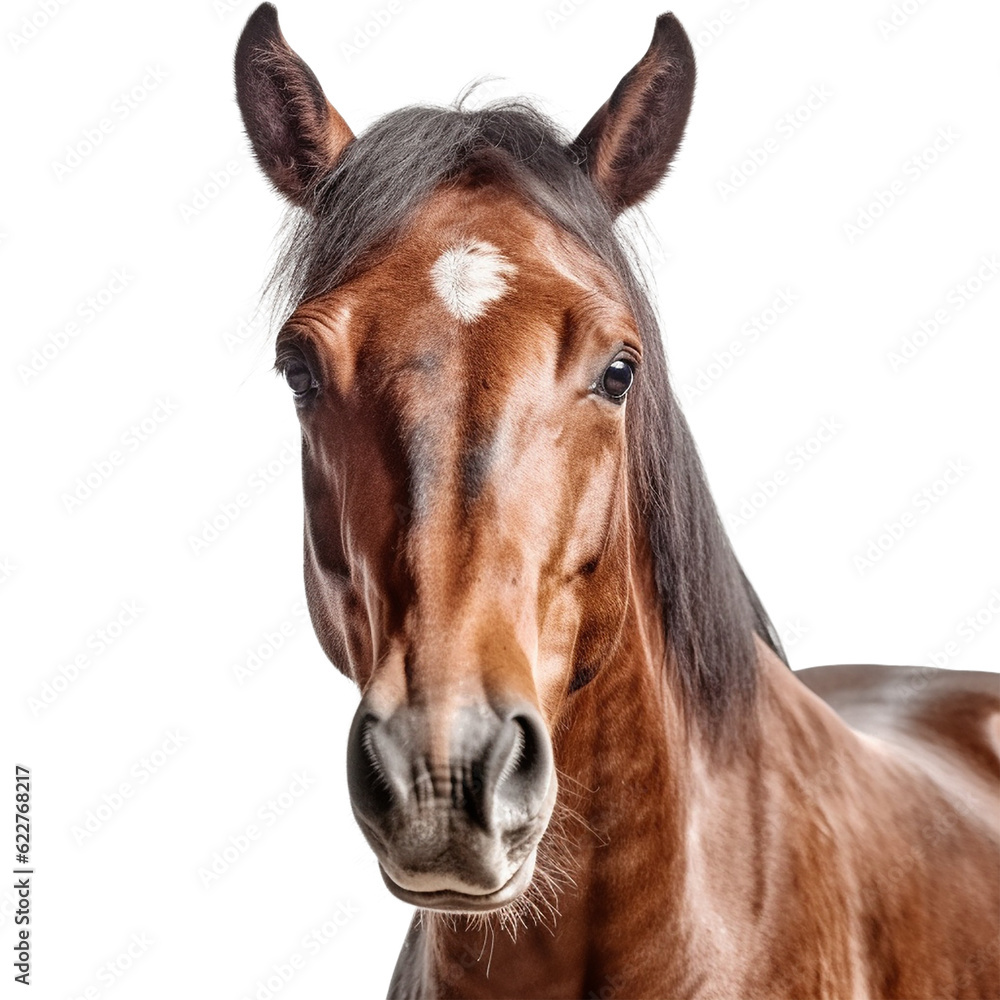 horse face shot isolated on transparent background cutout, generative ai horse face shot isolated on transparent background cutout, generative ai